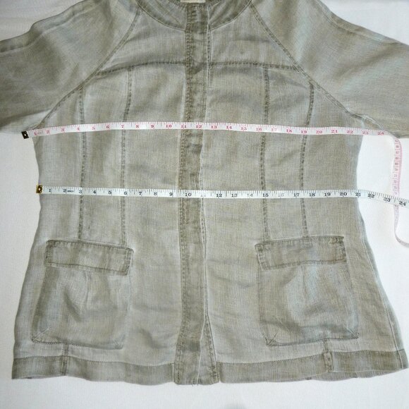 Eileen Fisher Chambray 100% Linen Dove Gray Button Front Jacket Large EUC - Picture 5 of 8